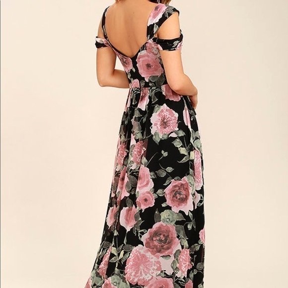Lulus Give Me Amore Black and Pink Floral Print Maxi Dress, New With Tags - Picture 8 of 12